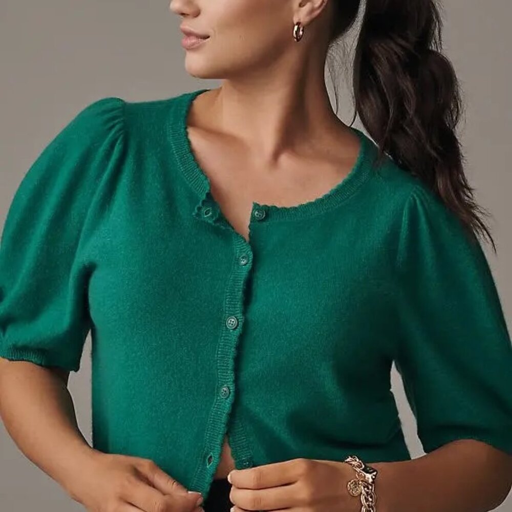 MAEVE Anthropologie Puff Sleeve Cashmere Cardigan Sweater Top Sz 3X ~ NWT!